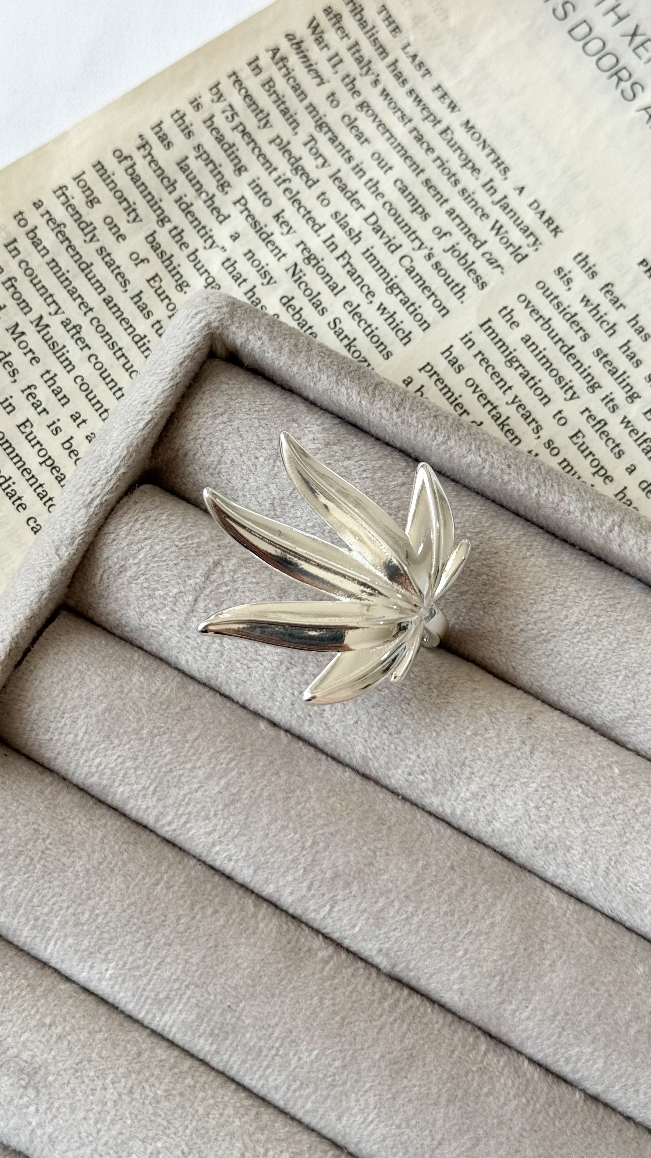 نمای دیگر از انگشتر های سیلور رنگ انگشتر برگ انگور