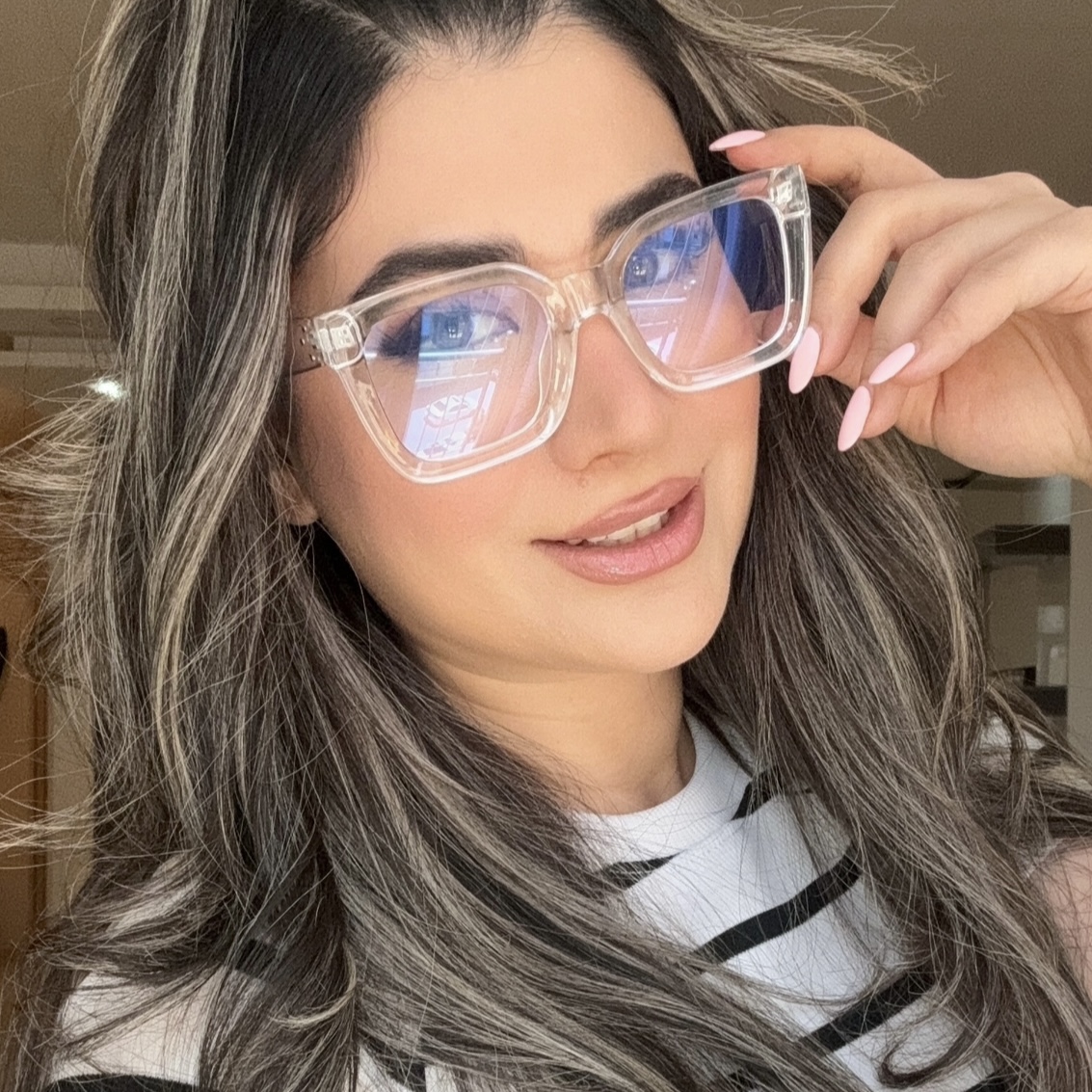 نمای دیگر از عینک بلوکات زنانه سلین فریم کائوچو شفاف UV400