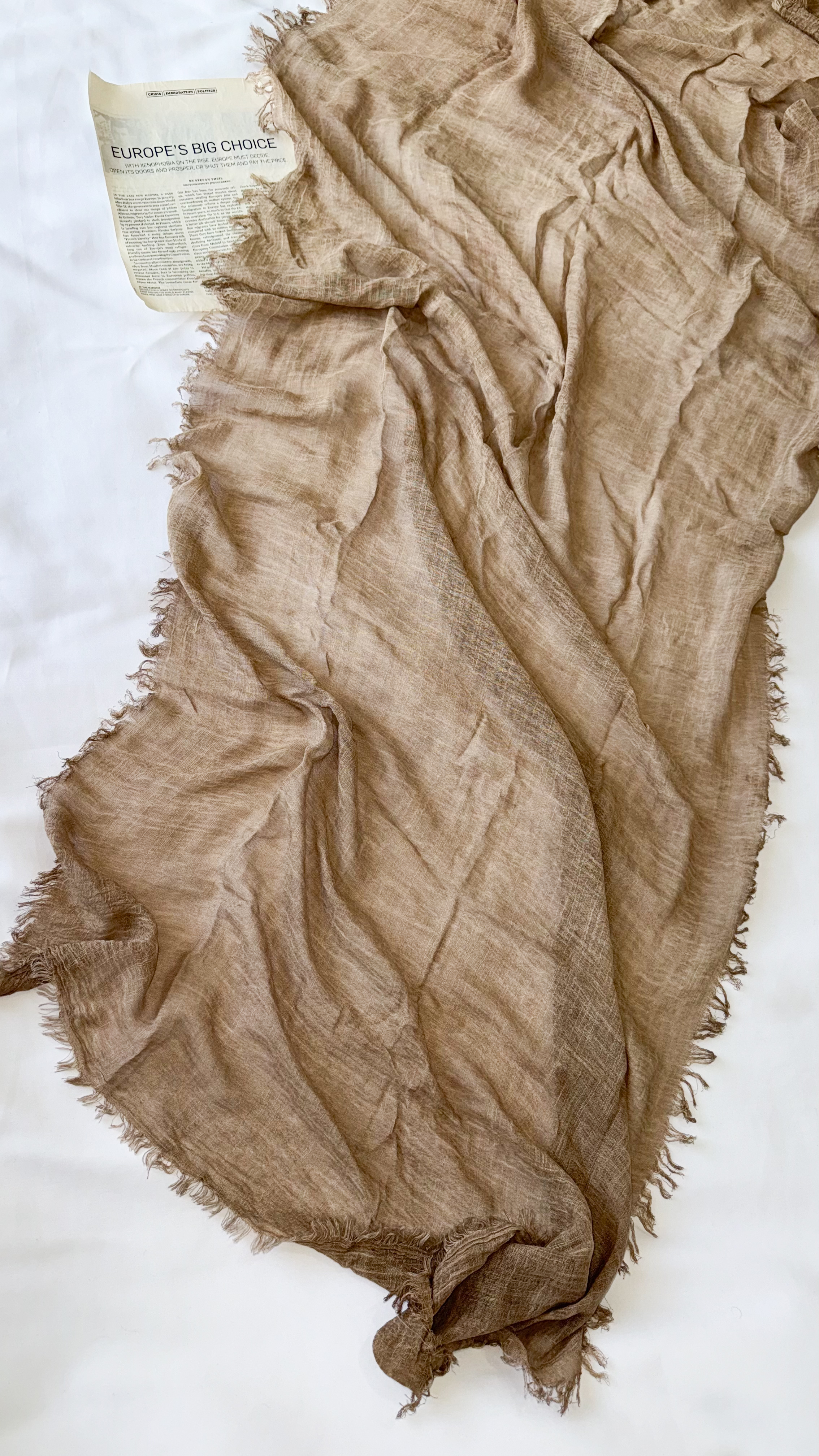 نمای دیگر از شال لینن نچرال