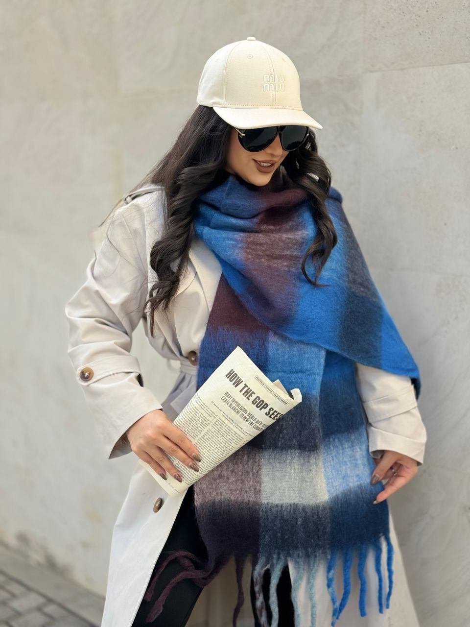 نمای دیگر از بیگ اسکارف چهارخونه پینترستی 2