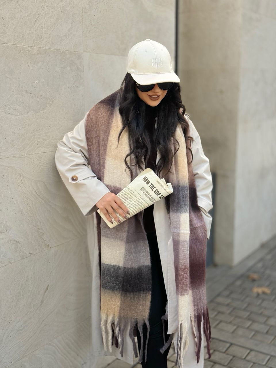 نمای دیگر از بیگ اسکارف چهارخونه پینترستی 9