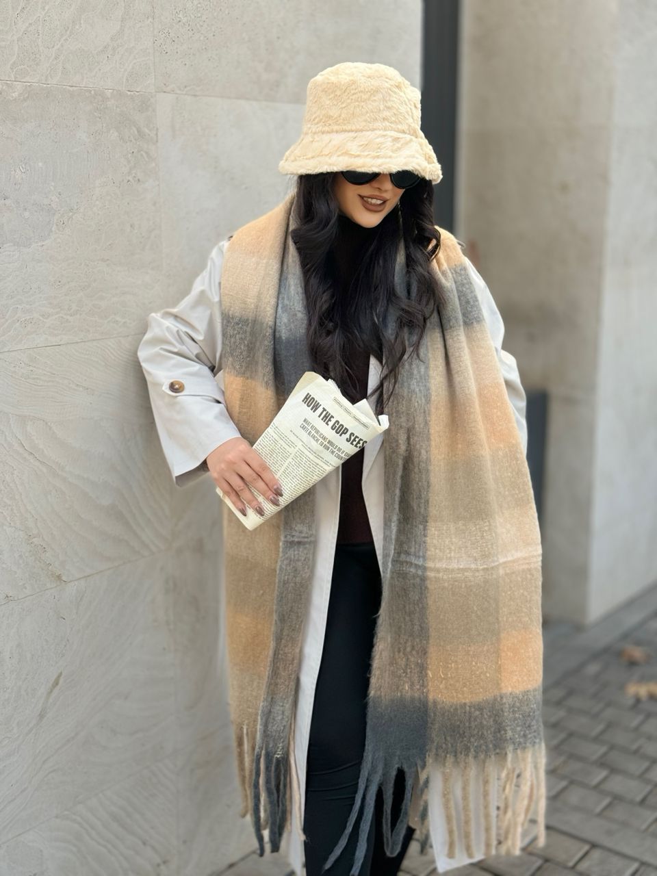 نمای دیگر از بیگ اسکارف چهارخونه پینترستی 8