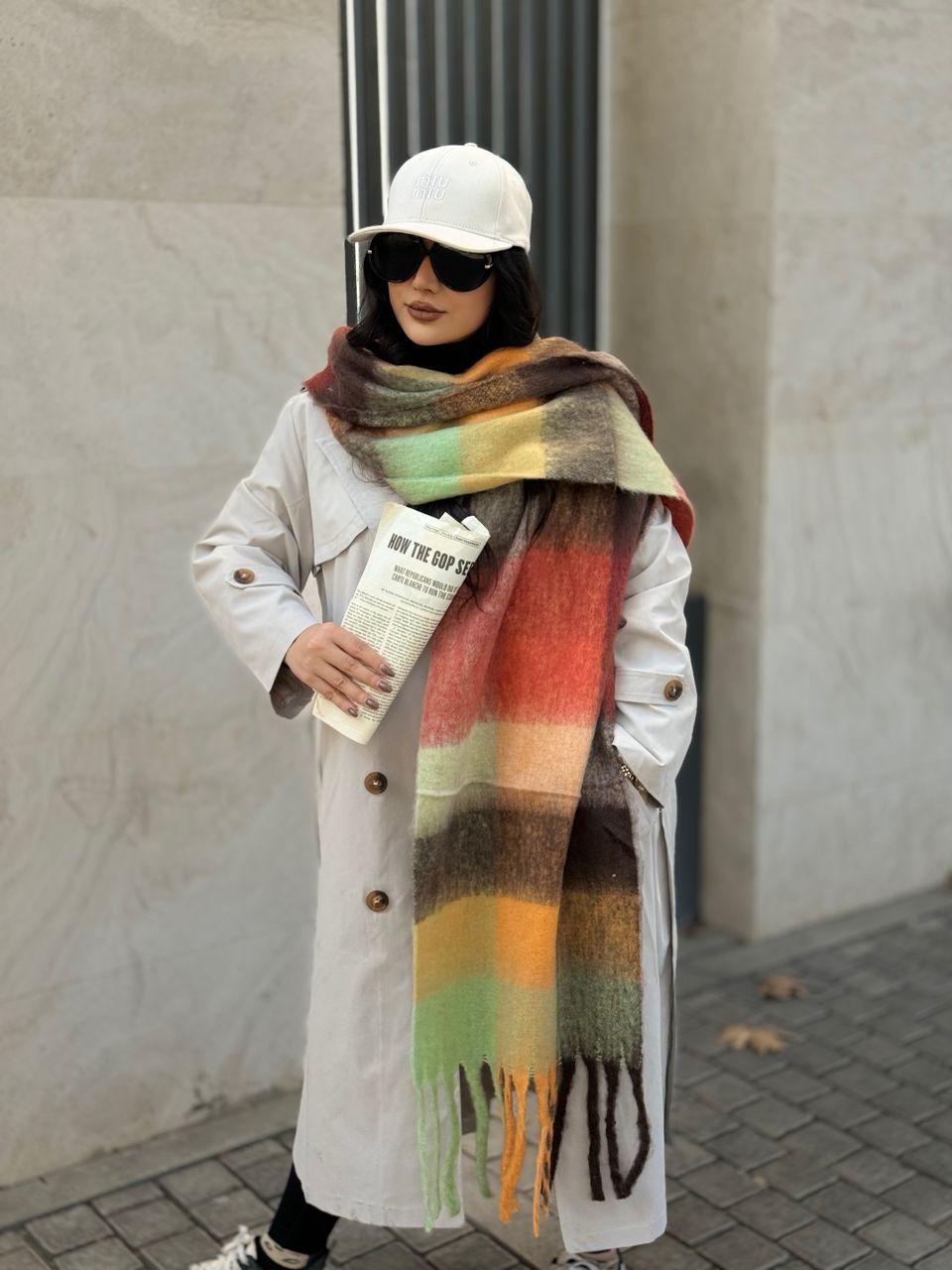 نمای دیگر از بیگ اسکارف چهارخونه پینترستی 6