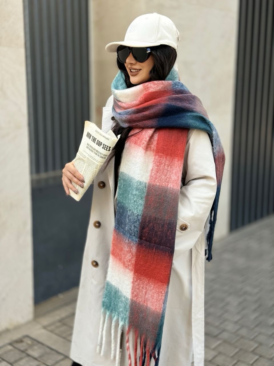 نمای دیگر از بیگ اسکارف چهارخونه پینترستی 1