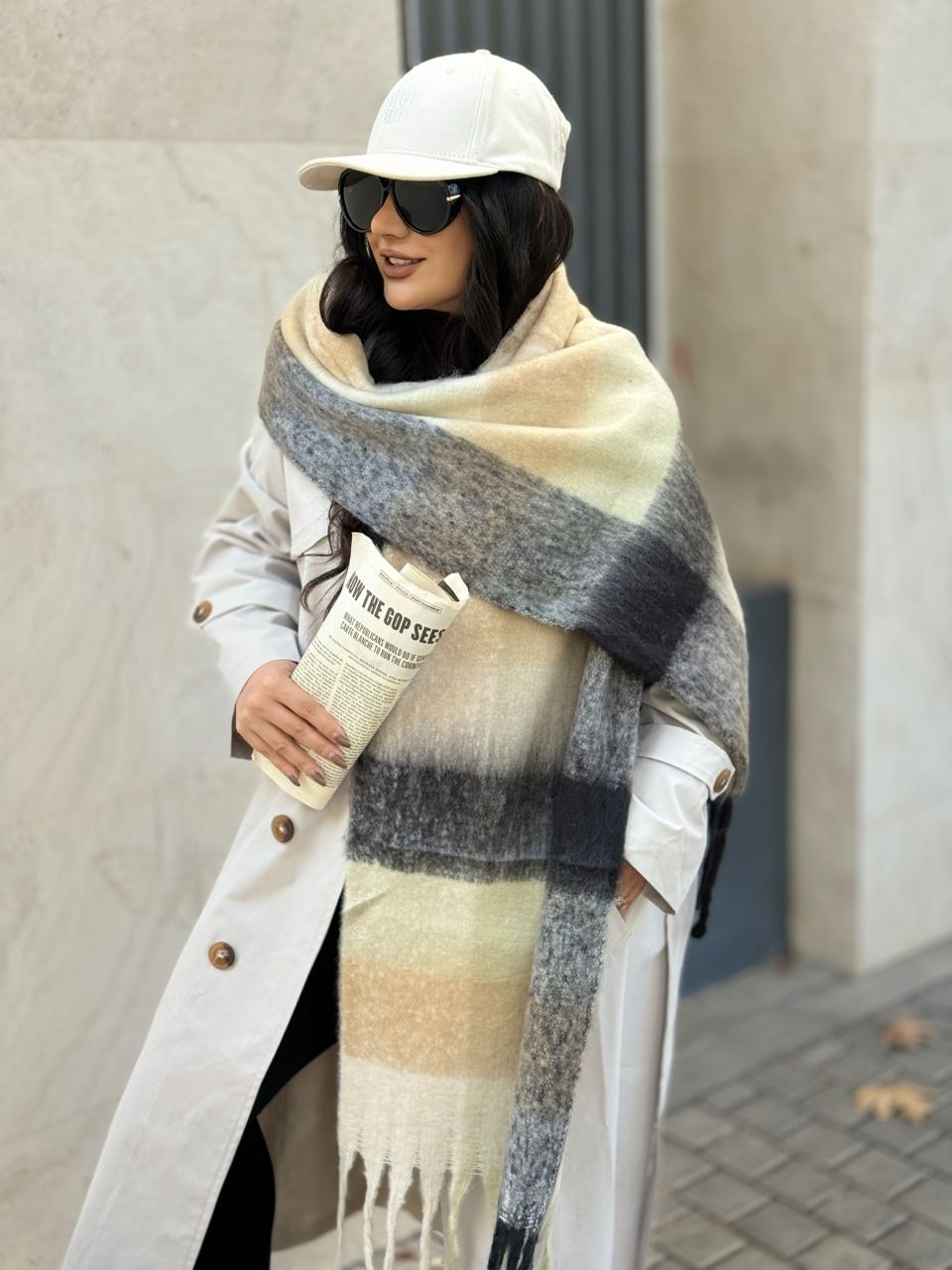 نمای دیگر از بیگ اسکارف چهارخونه پینترستی 4