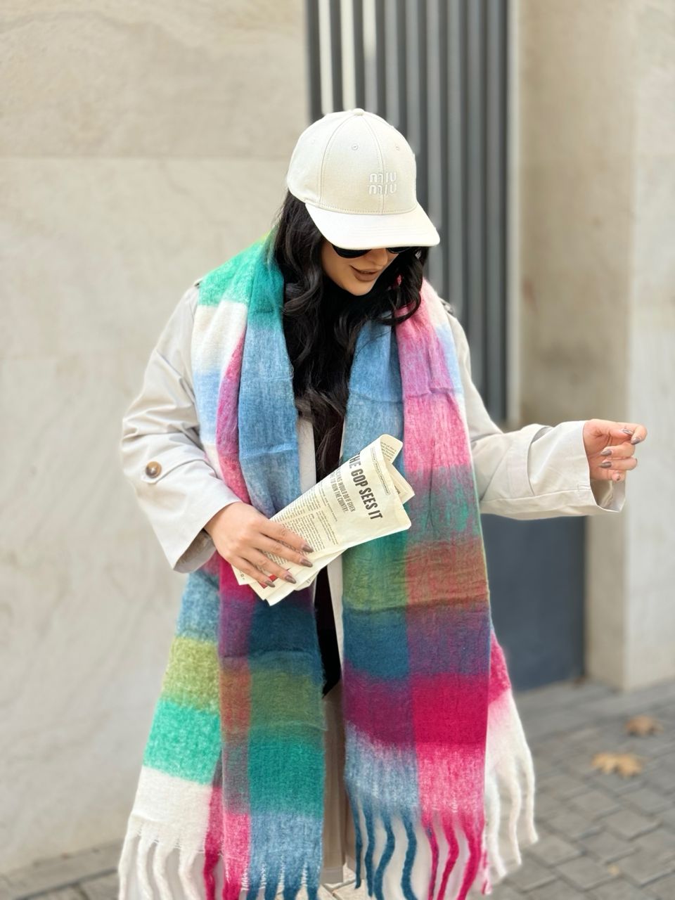 نمای دیگر از بیگ اسکارف چهارخونه پینترستی 10