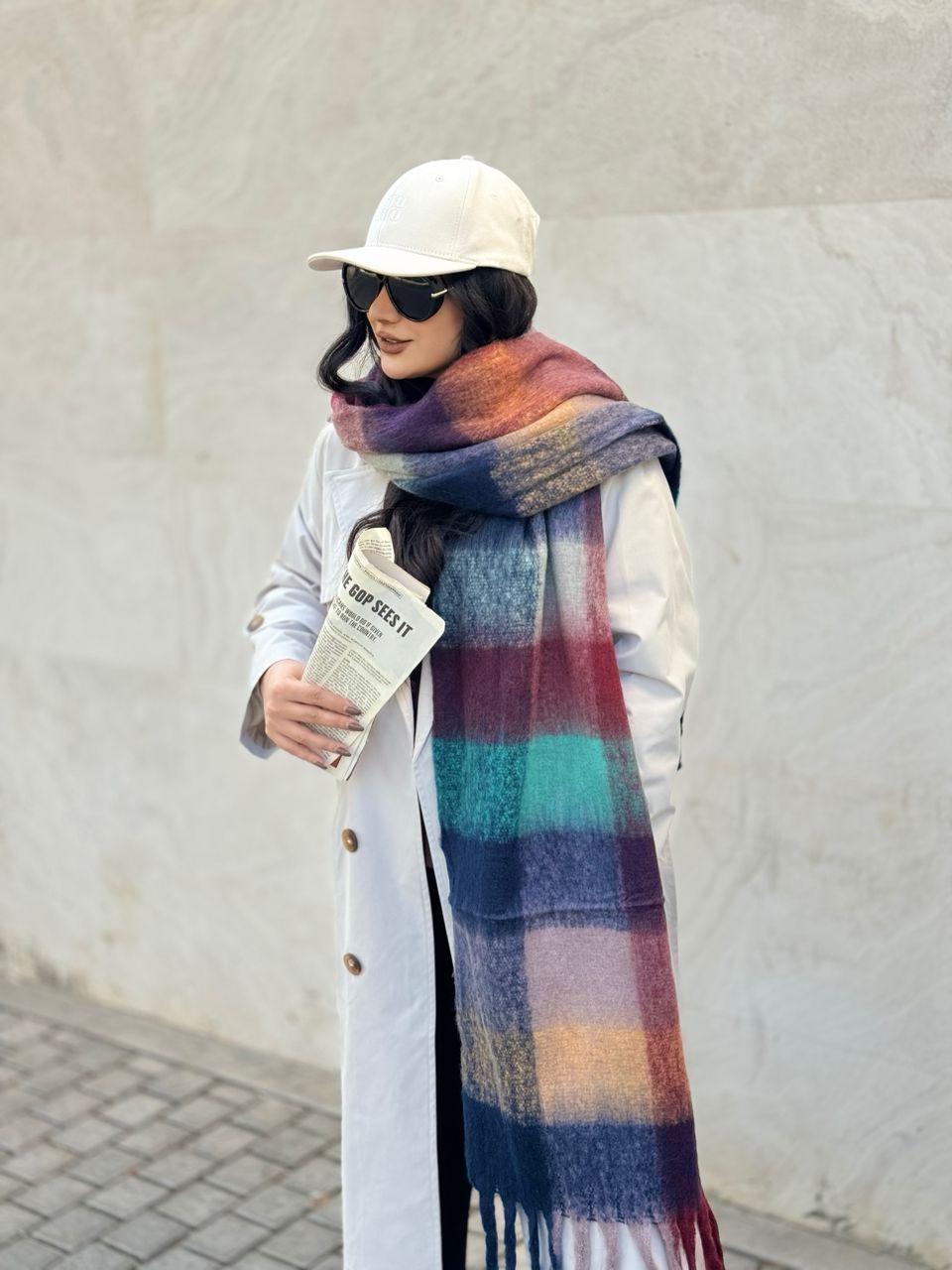 نمای دیگر از بیگ اسکارف چهارخونه پینترستی 3